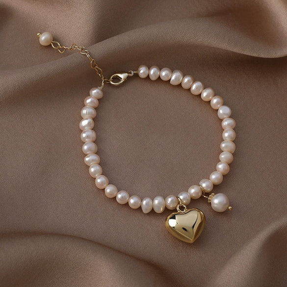 Wholesale Natural Style Heart Shape Freshwater Pearl Bracelet For Women