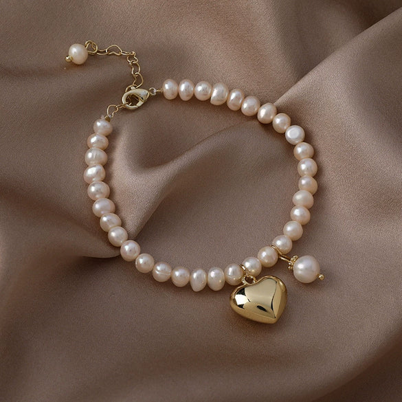 Wholesale Natural Style Heart Shape Freshwater Pearl Bracelet For Women