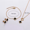 Wholesale Natural Style Plant Flowers Pattern Square Stainless Steel Electroplated Earrings Necklace Bracelet Threepiece Set For Women
