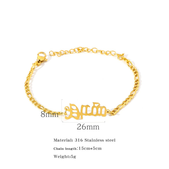 Wholesale Natural Style Twelve Constellations And Ancient English Letters Titanium Steel Bracelets With Electroplating