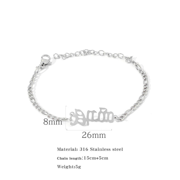 Wholesale Natural Style Twelve Constellations And Ancient English Letters Titanium Steel Bracelets With Electroplating
