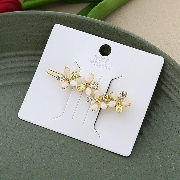 Wholesale Natural Style Zinc Alloy Hairpin With Butterfly Leaves Flowers Rhinestone For Women