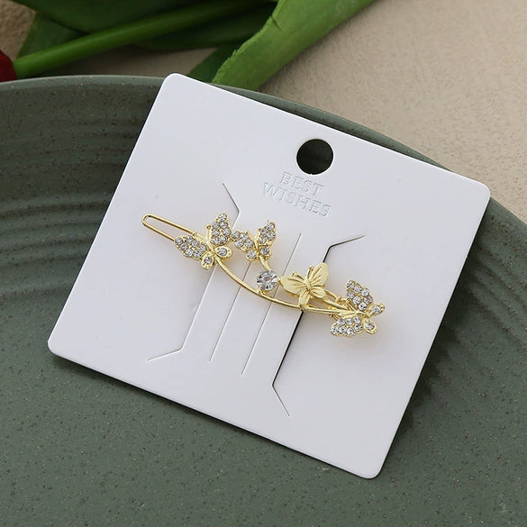 Wholesale Natural Style Zinc Alloy Hairpin With Butterfly Leaves Flowers Rhinestone For Women