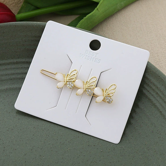 Wholesale Natural Style Zinc Alloy Hairpin With Butterfly Leaves Flowers Rhinestone For Women