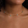 Wholesale Natural Turquoise Clavicle Chain Tassel Zircon Necklace Titanium Steel Geometric Electroplated Ochain Unisex