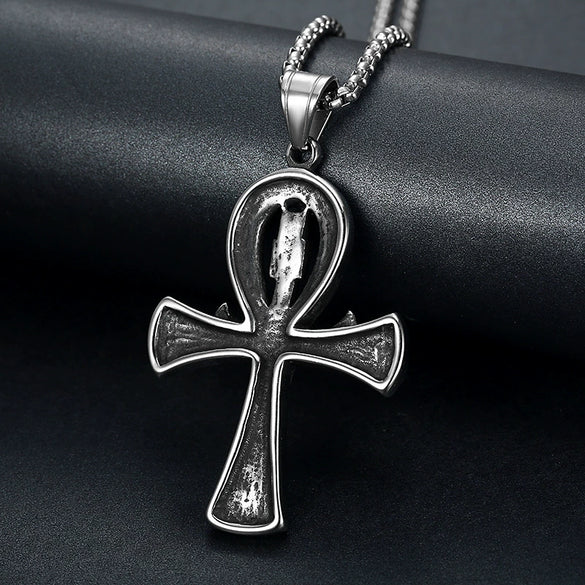 Wholesale Nautical Cross Pendant Necklace Retro Style Titanium Steel Square Pearl