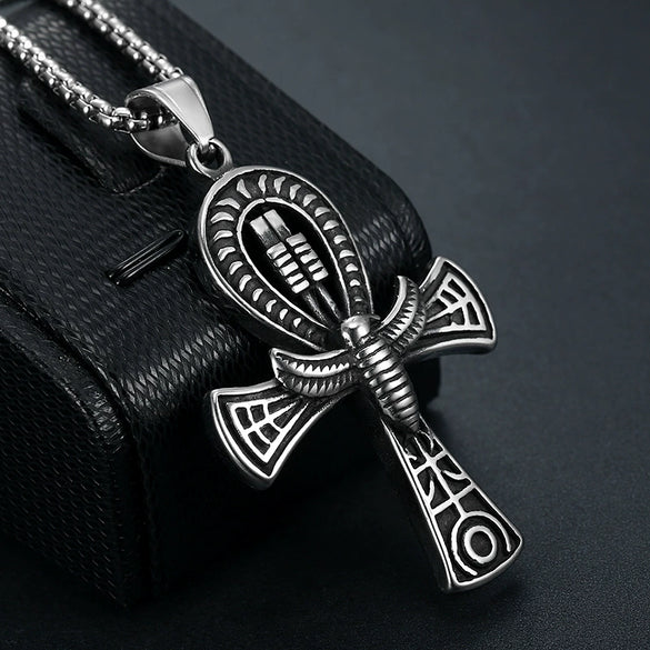 Wholesale Nautical Cross Pendant Necklace Retro Style Titanium Steel Square Pearl