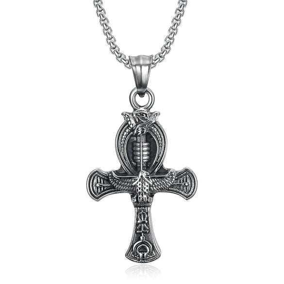 Wholesale Nautical Cross Pendant Necklace Retro Style Titanium Steel Square Pearl