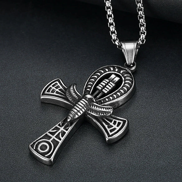 Wholesale Nautical Cross Pendant Necklace Retro Style Titanium Steel Square Pearl