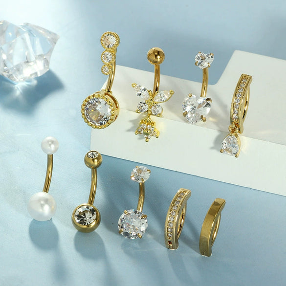Wholesale Navel Nail Piercing Jewelry Stainless Steel Butterfly Style Electroplated