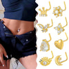 Wholesale Navel Ring Jewelry Copper Inlaid Zircon Geometric Butterfly Heart Crown Moon Water Drop Bee Style For Women