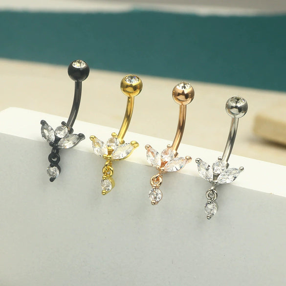 Wholesale Navel Ring Jewelry Stainless Steel Heart Shape Electroplated