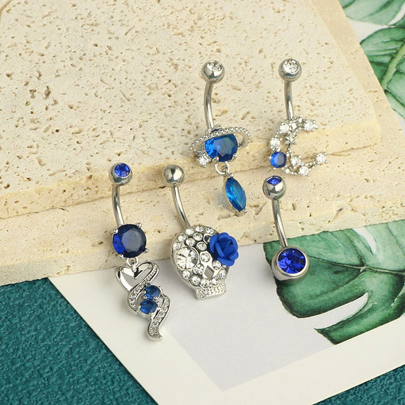 Wholesale Navel Ring Set Stainless Steel Geometric Simple Style Electroplating