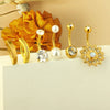 Wholesale Navel Ring Set Stainless Steel Zircon Diamond Soft Ceramic Ball Geometric Electroplated