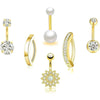 Wholesale Navel Ring Set Stainless Steel Zircon Diamond Soft Ceramic Ball Geometric Electroplated