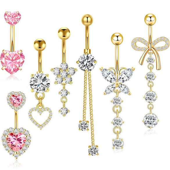 Wholesale Navel Ring Stainless Steel Geometric Electroplated Simple Style Body Puncture