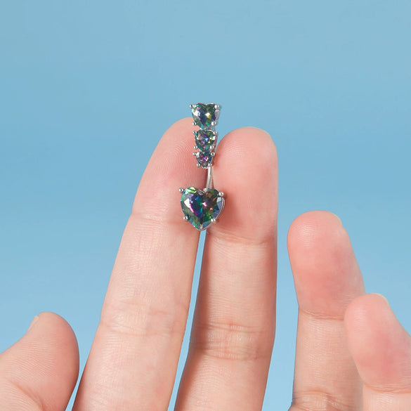 Wholesale Navel Ring Stainless Steel Inlaid Zircon Heart Shape Unisex