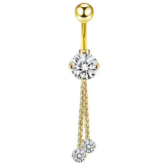 Wholesale Navel Ring Stainless Steel Inlaid Zircon With Heart Pattern And Electroplating Treatment Unisex