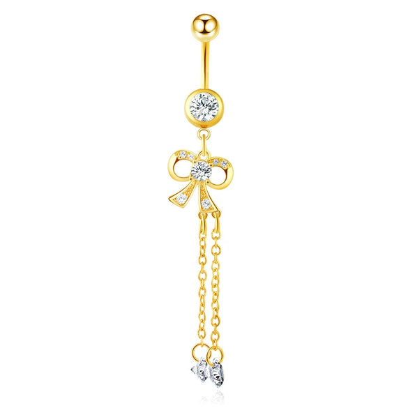 Wholesale Navel Ring Stainless Steel Inlaid Zircon With Heart Pattern And Electroplating Treatment Unisex
