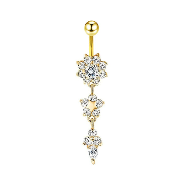 Wholesale Navel Ring Stainless Steel Inlaid Zircon With Heart Pattern And Electroplating Treatment Unisex