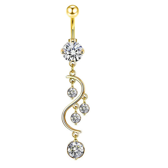 Wholesale Navel Ring Stainless Steel Inlaid Zircon With Heart Pattern And Electroplating Treatment Unisex