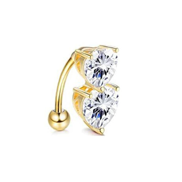 Wholesale Navel Ring Stainless Steel Inlaid Zircon With Heart Pattern And Electroplating Treatment Unisex