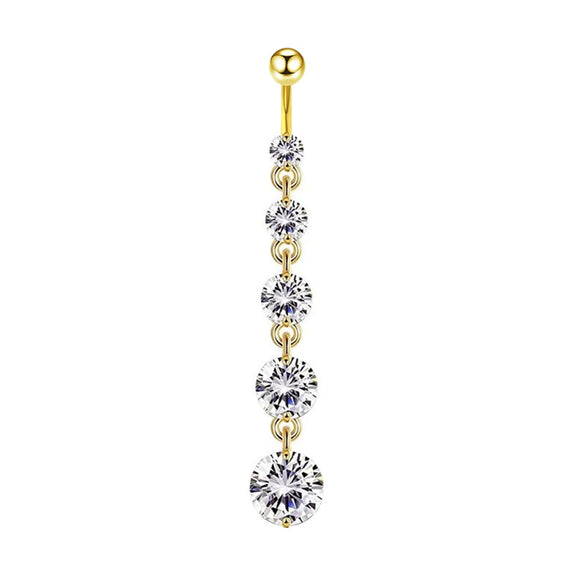 Wholesale Navel Ring Stainless Steel Inlaid Zircon With Heart Pattern And Electroplating Treatment Unisex