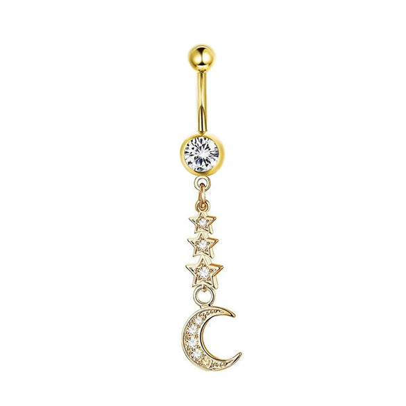 Wholesale Navel Ring Stainless Steel Inlaid Zircon With Heart Pattern And Electroplating Treatment Unisex