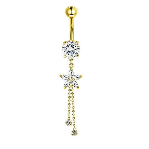 Wholesale Navel Ring Stainless Steel Inlaid Zircon With Heart Pattern And Electroplating Treatment Unisex