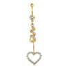 Wholesale Navel Ring Stainless Steel Inlaid Zircon With Heart Pattern And Electroplating Treatment Unisex
