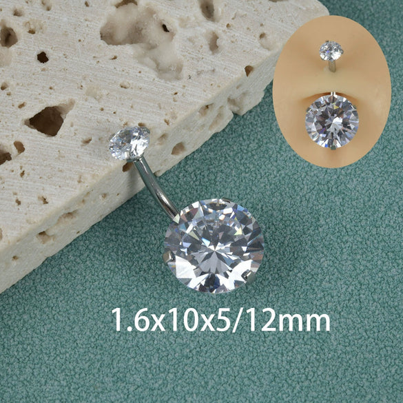 Wholesale Navel Ring Stainless Steel Zircon Round Unisex Puncture Jewelry