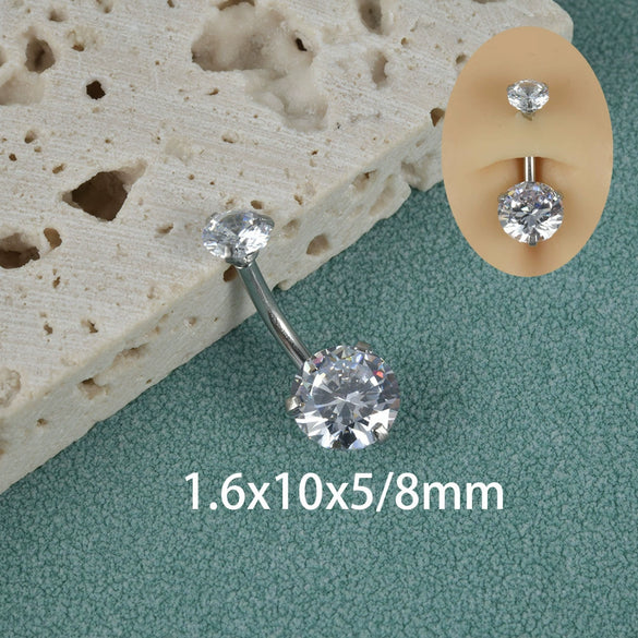 Wholesale Navel Ring Stainless Steel Zircon Round Unisex Puncture Jewelry