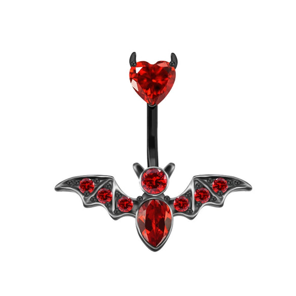 Wholesale Navel Ring Zinc Alloy Heart Shape Bat Dark Series Puncture Unisex