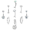 Wholesale Navel Rings Set Stainless Steel Zirconencrusted Drop Shape Electroplating Unisex Body Piercing Jewelry