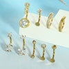 Wholesale Navel Rings Set Stainless Steel Zirconencrusted Drop Shape Electroplating Unisex Body Piercing Jewelry