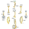 Wholesale Navel Rings Set Stainless Steel Zirconencrusted Drop Shape Electroplating Unisex Body Piercing Jewelry