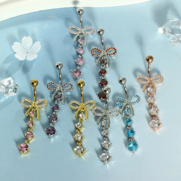 Wholesale Navel Rings Stainless Steel Bowknot Electroplated Body Piercing Jewelry Unisex