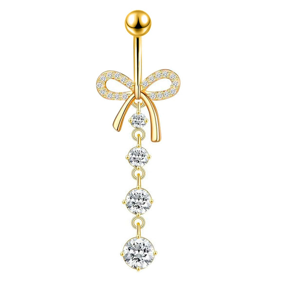Wholesale Navel Rings Stainless Steel Bowknot Electroplated Body Piercing Jewelry Unisex