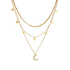 Wholesale Neck Chain Titanium Steel Geometric Moon Star Three Layer Design Women's