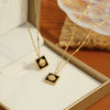 Wholesale Necklace Acrylic Black Square Bead Shell Style Titanium Steel 18K Gold Color Electroplated