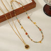 Wholesale Necklace African Pine Red Agate Czech Beads Copper Handmade Geometric Design Women