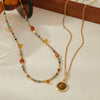 Wholesale Necklace African Pine Red Agate Czech Beads Copper Handmade Geometric Design Women
