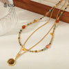 Wholesale Necklace African Pine Red Agate Czech Beads Copper Handmade Geometric Design Women