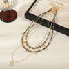 Wholesale Necklace African Turquoise Multilayer Clover Rice Beads Geometric Vintage Handmade For Women