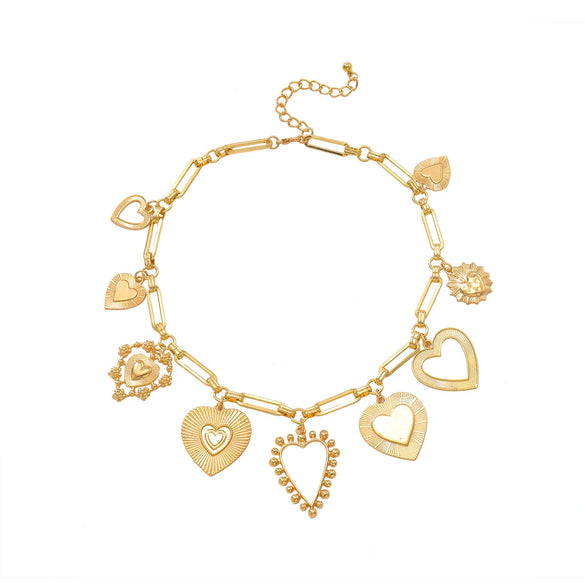 Wholesale Necklace Alloy Alloy Heart Shape Electroplating Minimalist Style