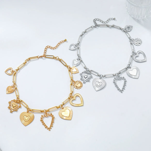Wholesale Necklace Alloy Alloy Heart Shape Electroplating Minimalist Style