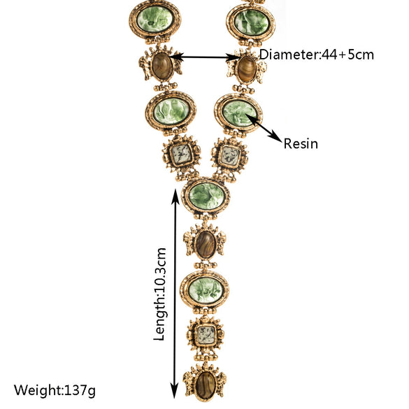 Wholesale Necklace Alloy And Resin Geometric Retro Handmade Women's Clavicle Chain