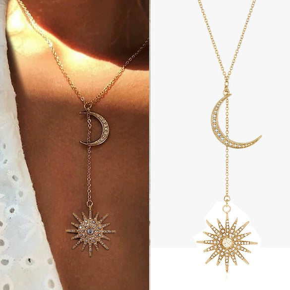 Wholesale Necklace Alloy Crystal Geometric Baroque Style Copper Electroplated Pendant Long Clavicle Chain For Women