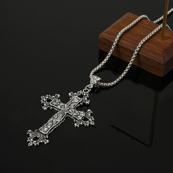 Wholesale Necklace Alloy Geometric Distressed Flower Vine Cross Gothic Retro Hip Hop Trendy Women's Accessories