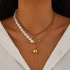 Wholesale Necklace Alloy Geometric Imitation Pearl Multilayer Stacked Electroplating For Women